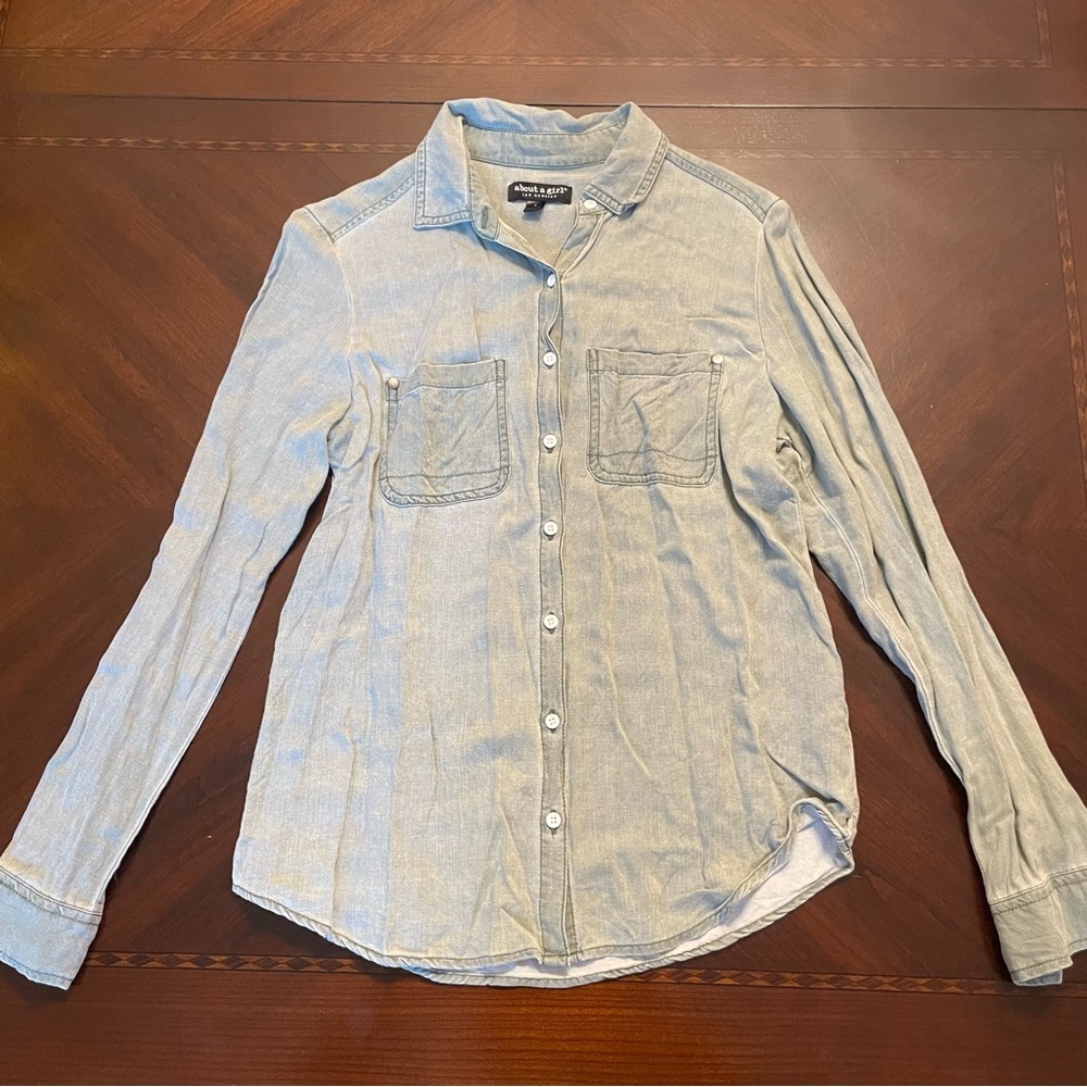 About a girl Olive Green Button Down Shirt